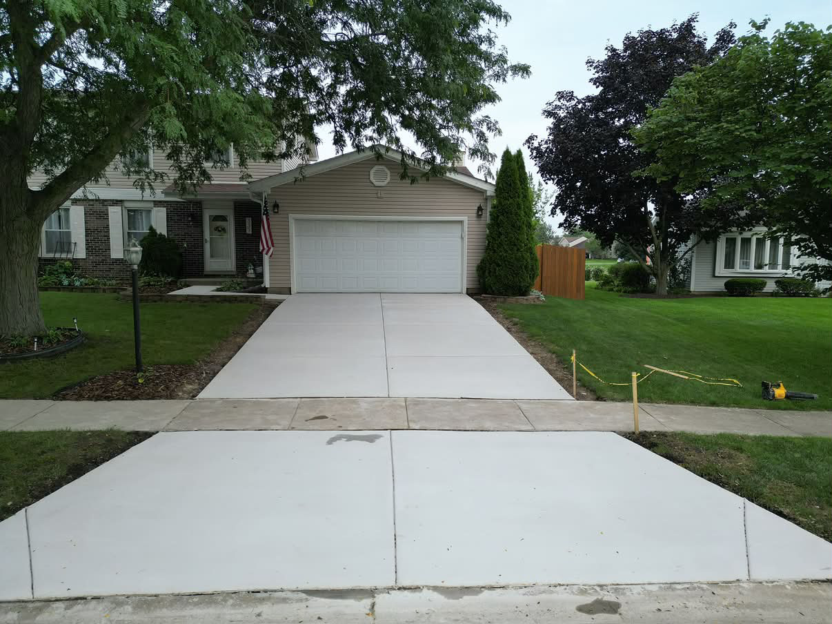 Driveway with American Flag